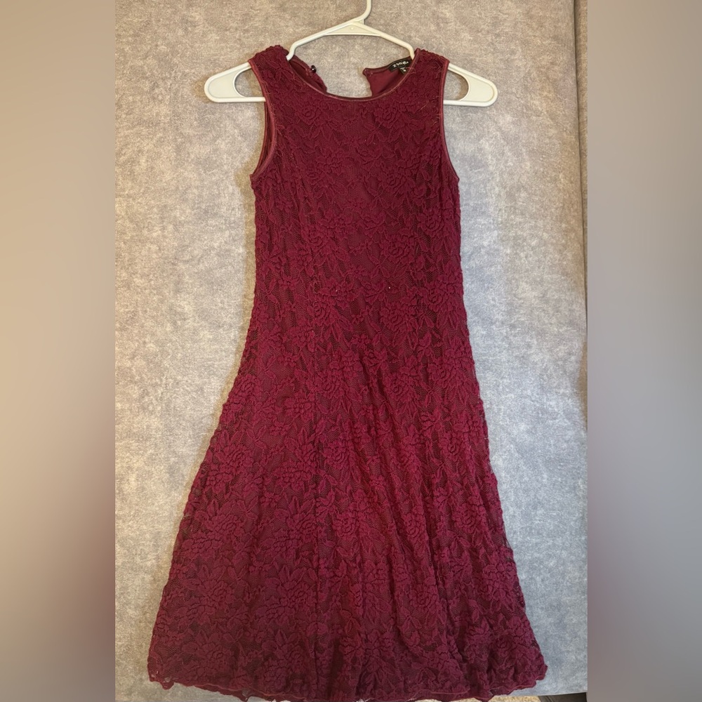 Zunie Red Mock Neck Sleeveless Midi Sundress